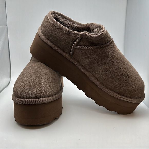 CUSHIONAIRE Women's Genuine Suede Cozy Mule Platform +Memory Foam 9 TAUPE - Picture 6 of 7